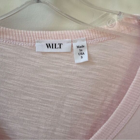 Wilt Mock Layer V Neck Slub Cotton Long Sleeve Tee in Pink S NWOT - Picture 6 of 10